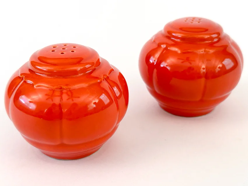 Vintage Riviera Pottery Salt and Pepper Shakers in Original Red Glaze