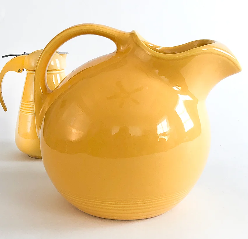 rare fiesta yellow vintage harlequin service water ball jug pitcher