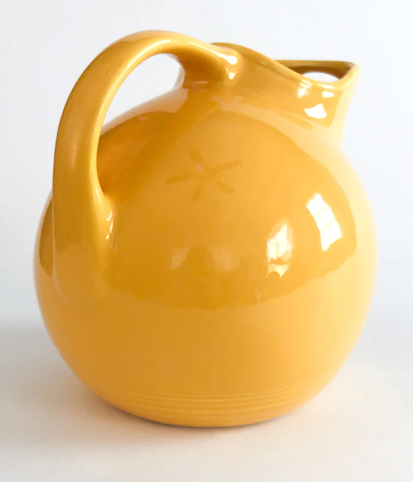 rare fiesta yellow vintage harlequin service water ball jug pitcher