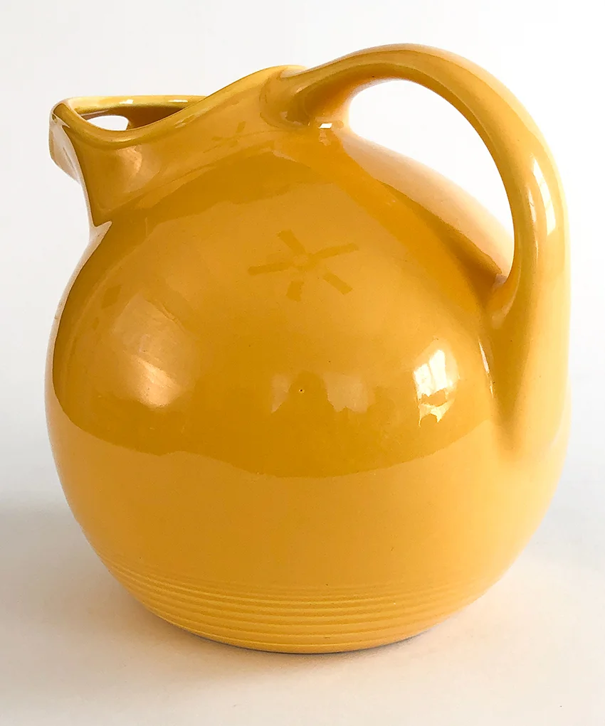 rare fiesta yellow vintage harlequin service water ball jug pitcher