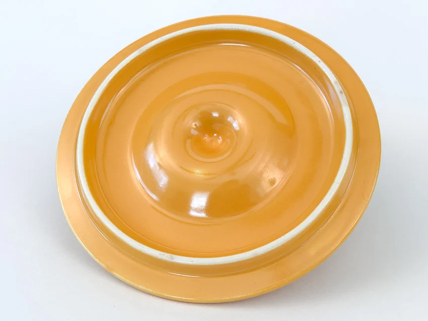 rare vintage fiestaware mixing bowl lid number three size in yellow made in 1936