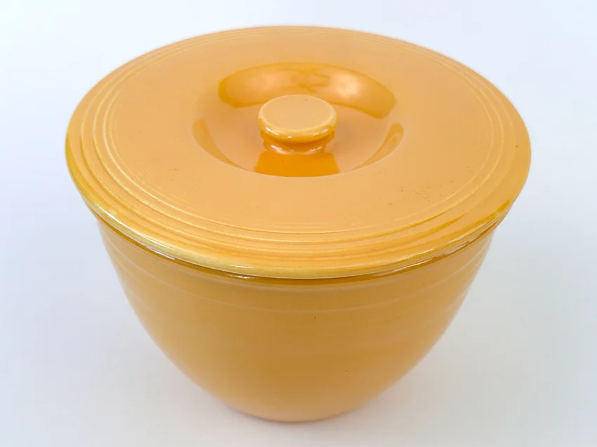 rare vintage fiestaware mixing bowl lid number three size in yellow made in 1936