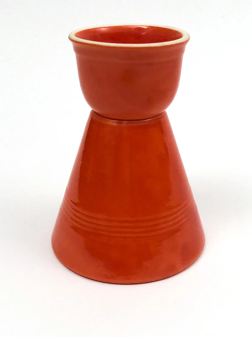 red vintage harlequin double egg cup for sale