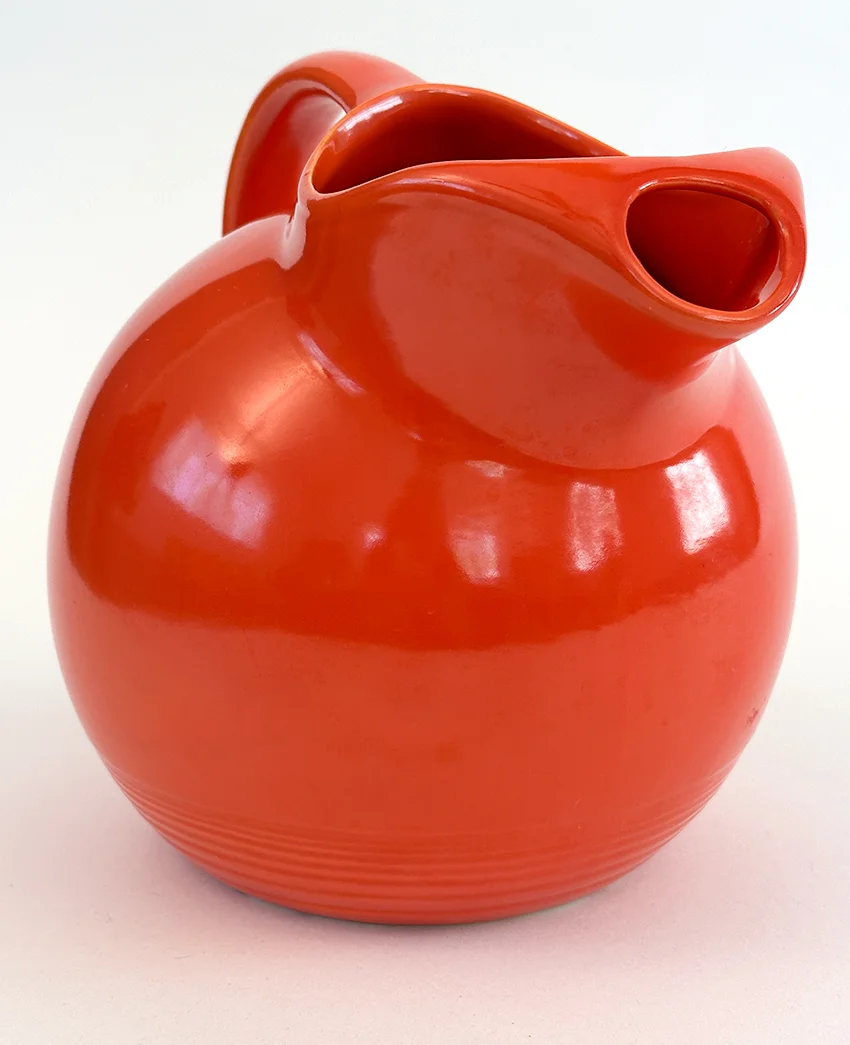 red vintage harlequin service water ball jug pitcher