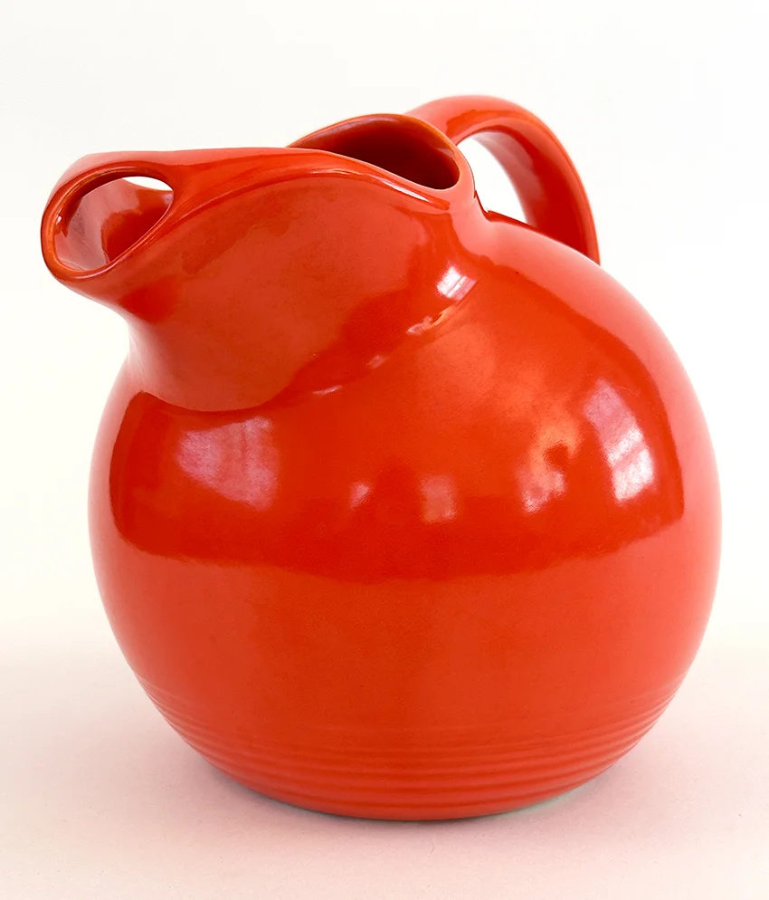 red vintage harlequin service water ball jug pitcher