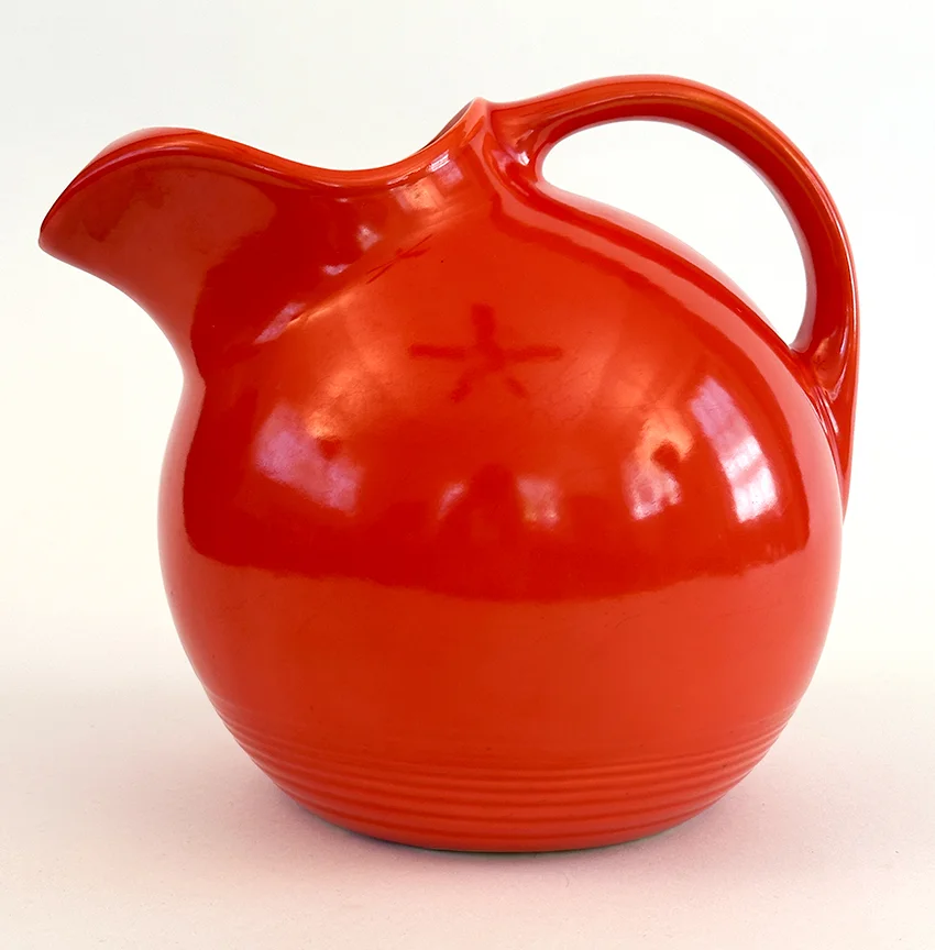 red vintage harlequin service water ball jug pitcher