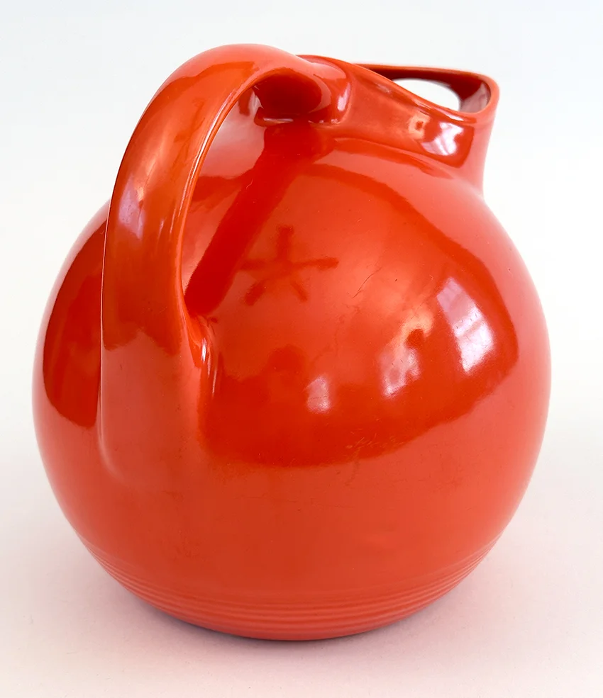 red vintage harlequin service water ball jug pitcher