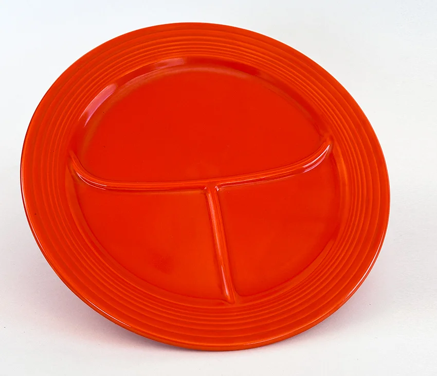 red vintage fiestaware 12 inch divided compartment plate for sale