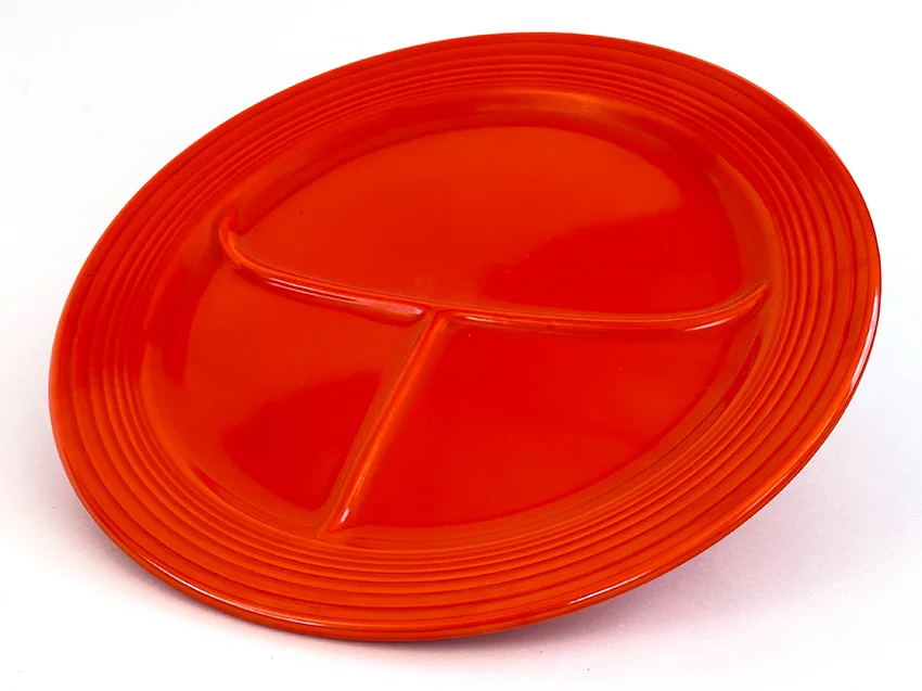 red vintage fiestaware 12 inch divided compartment plate for sale