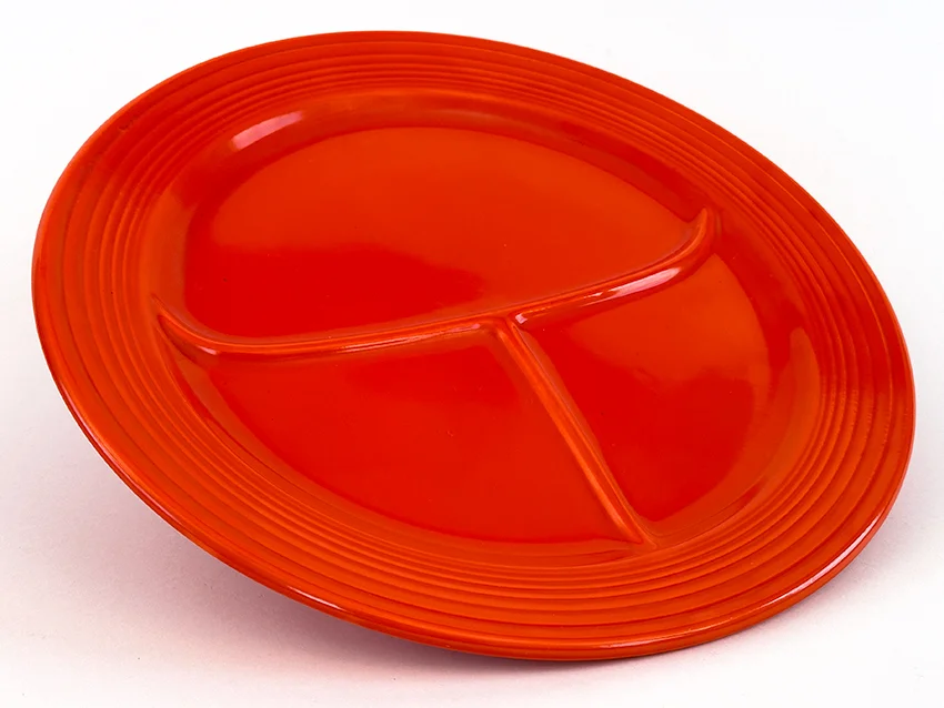 red vintage fiestaware 12 inch divided compartment plate for sale