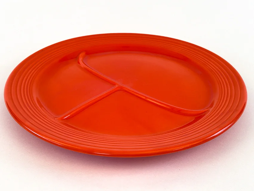 red vintage fiestaware 12 inch divided compartment plate for sale