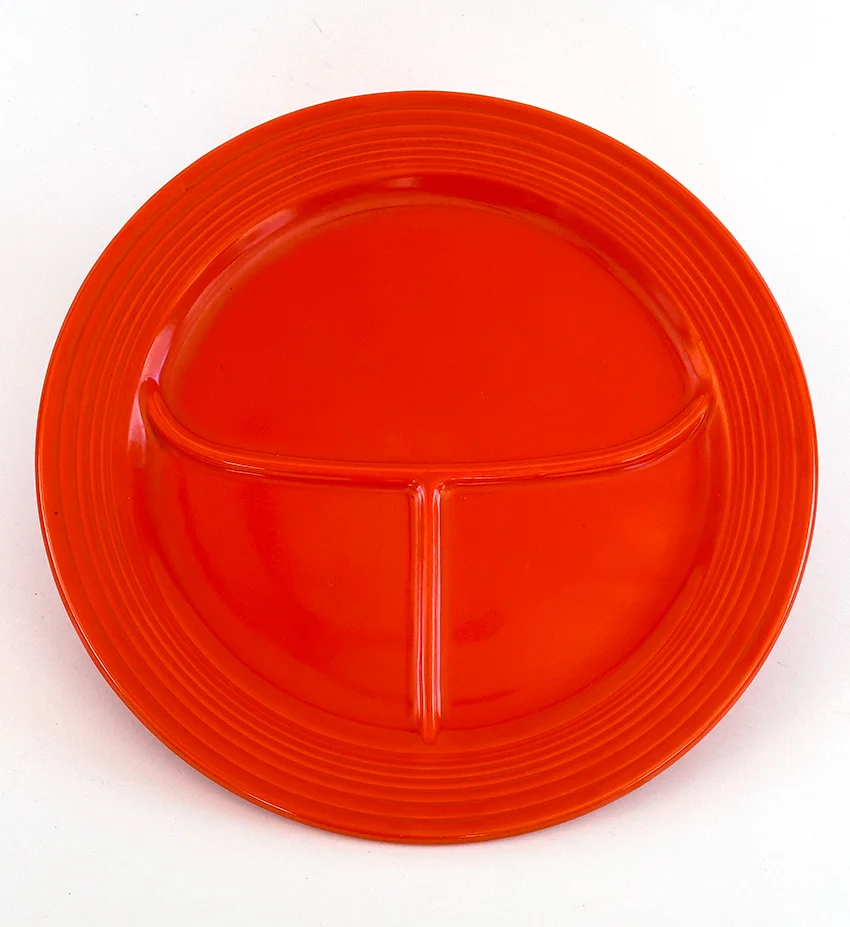 red vintage fiestaware 12 inch divided compartment plate for sale