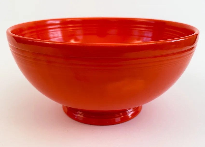red vintage fiesta ware footed salad bowl
