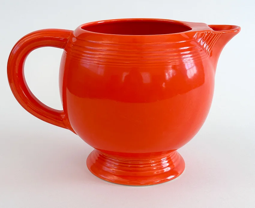 red vintage fiestaware ice lip pitcher