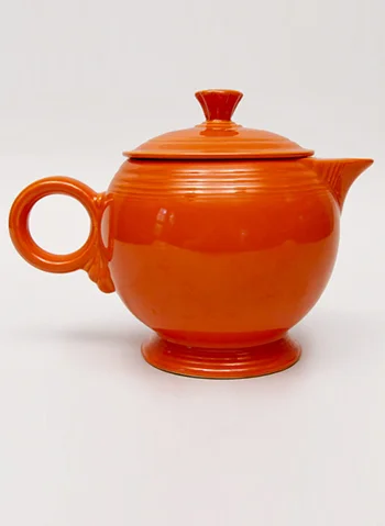 red vintage fiestaware large ring handled teapot