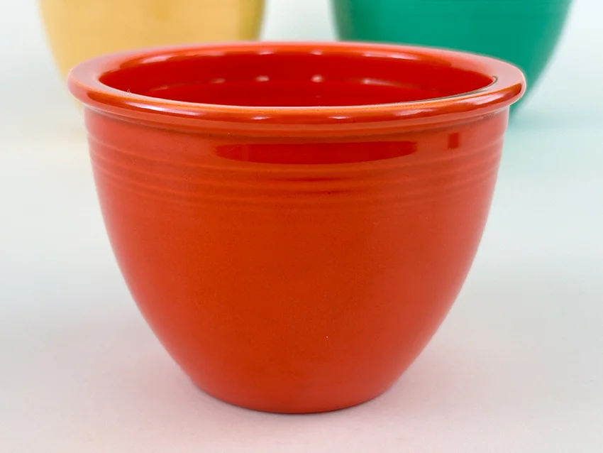 number one vintage fiesta mixing bowl in red color with rings 1936-1938