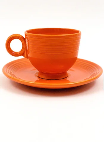 vintage fiestaware red teacup and saucer set
