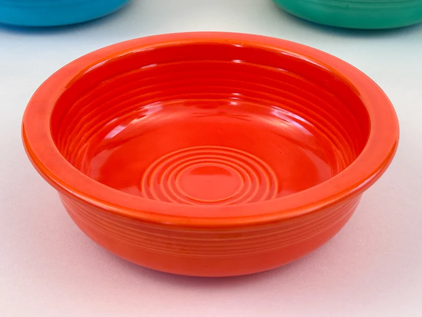 red vintage fiestaware fruit bowl