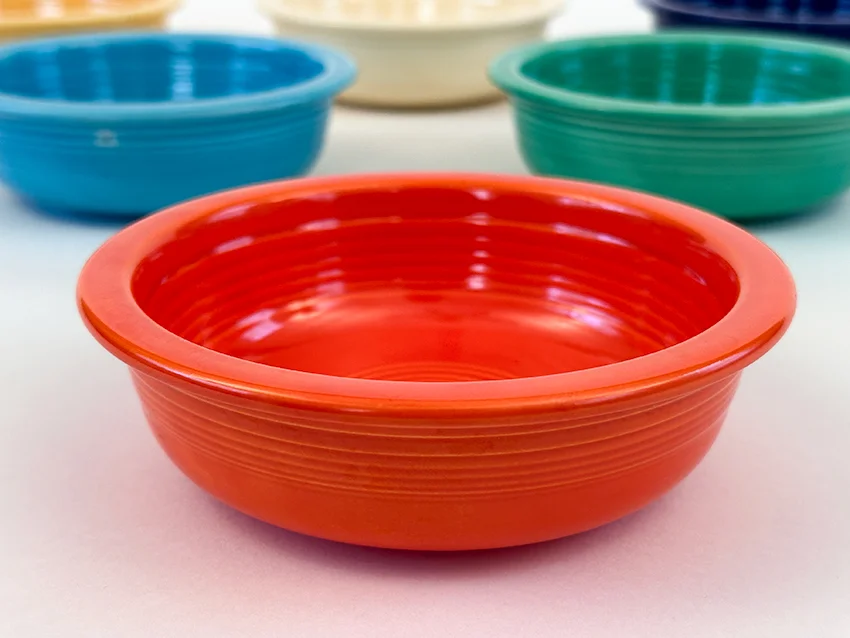 red vintage fiestaware fruit bowl