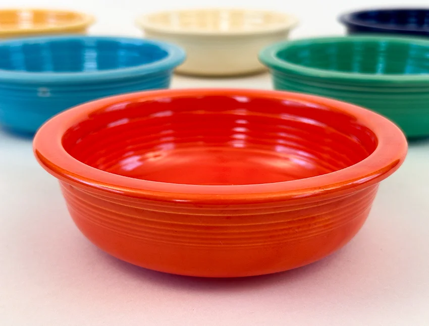 red vintage fiestaware fruit bowl