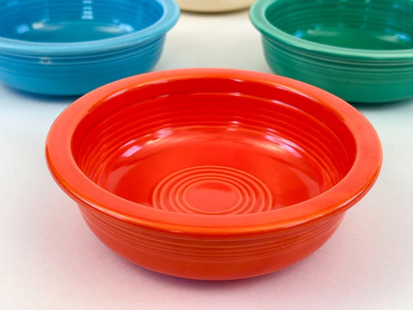 red vintage fiestaware fruit bowl