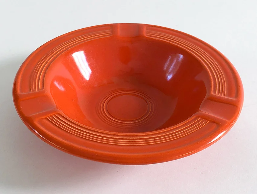 red vintage fiesta ashtray early variation with bottom rings