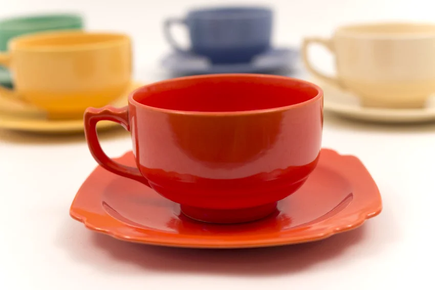 red riviera teacup and saucer set
