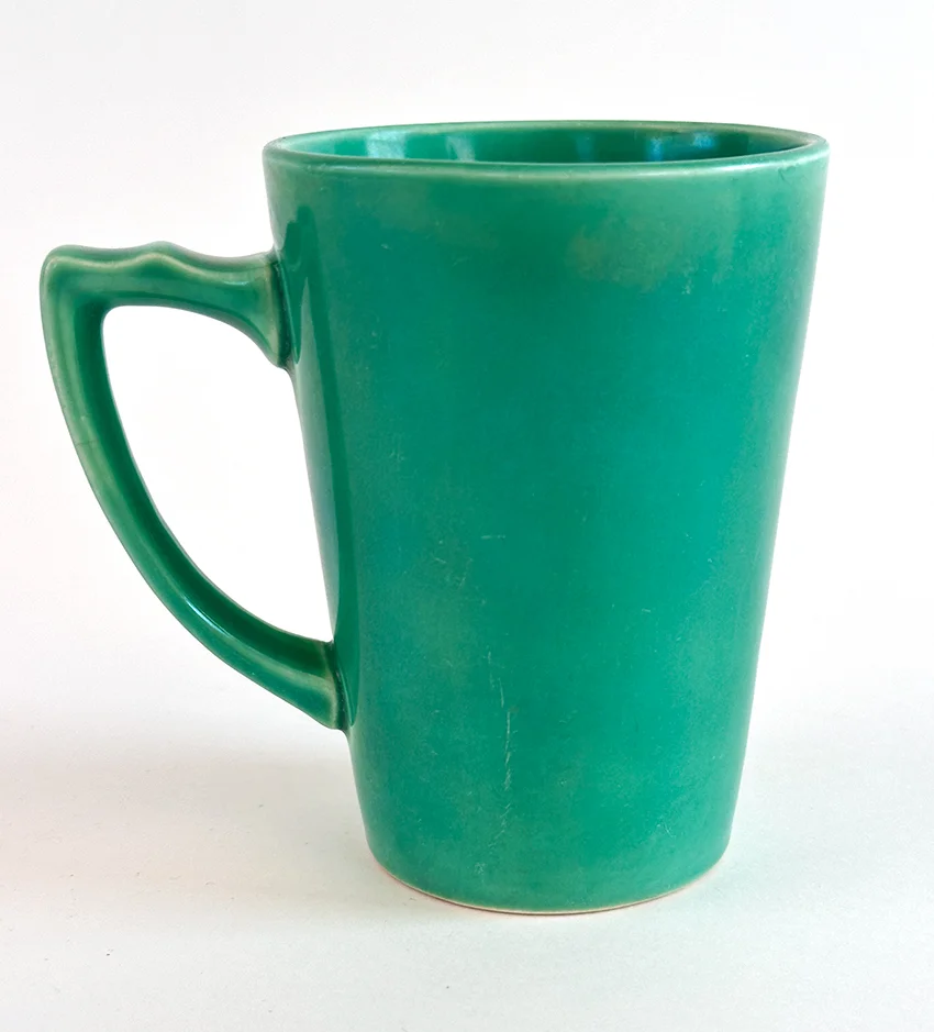 original green vintage riviera handled tumbler mug hard to find homer laughlin tableware piece