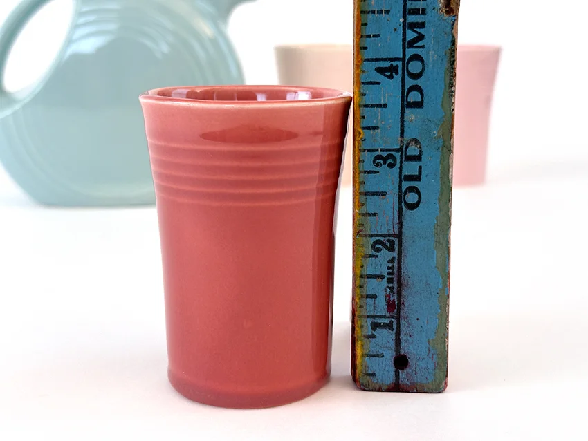 rose vintage fiestaware juice tumbler from 1940s promotional campaign