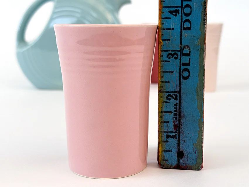 shell pink promotional fiestaware juice tumbler from the jubilee 75th anniversary vintage set