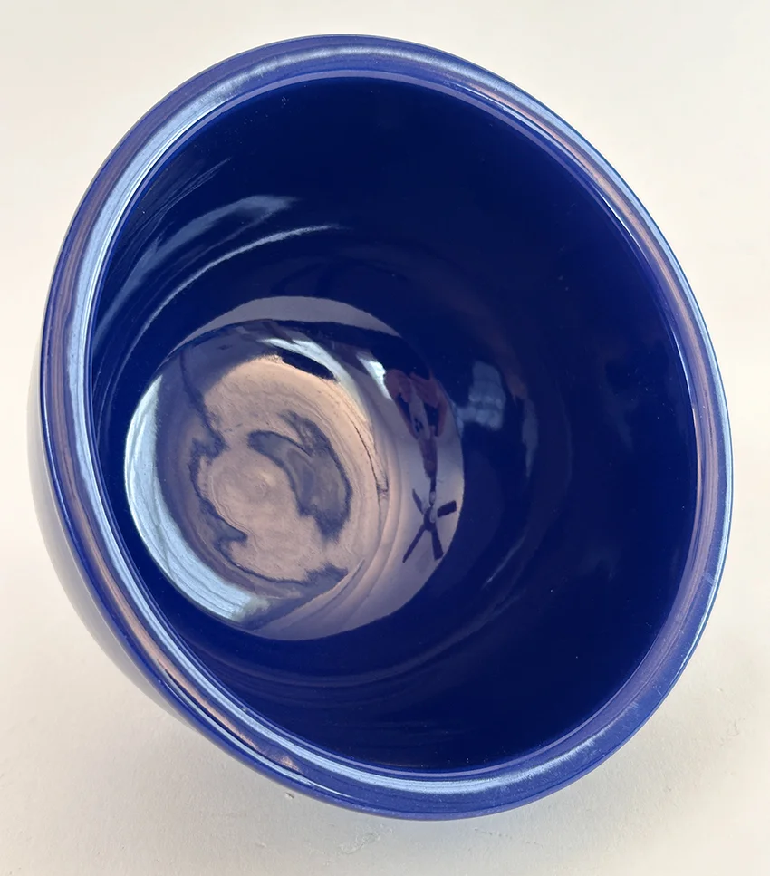 small cobalt blue vintage fiesta kitchen kraft mixing bowl made from 1938-1944