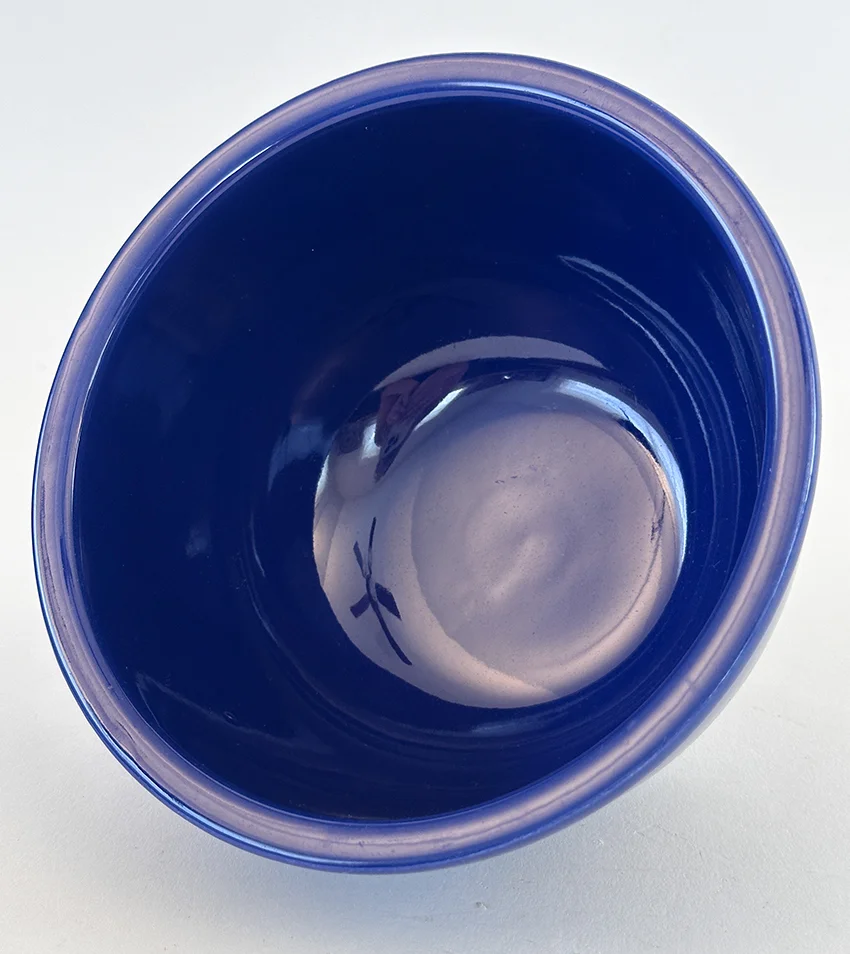 small cobalt blue vintage fiesta kitchen kraft mixing bowl made from 1938-1944