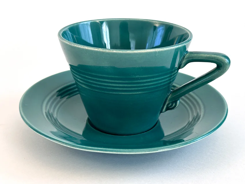 Spruce Green vintage harlequin Teacup and Saucer Set