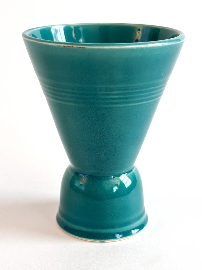 spruce green vintage harlequin double egg cup for sale