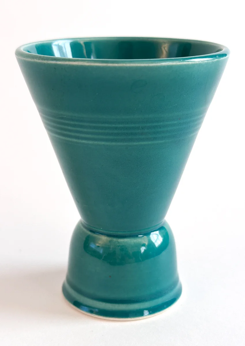 spruce green vintage harlequin double egg cup for sale