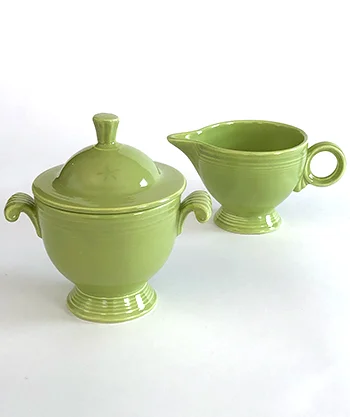 1950s Vintage Fiestaware Color Chartreuse Sugar Bowl and Creamer Set