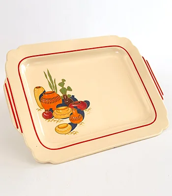 Mexicana Decal Ware Homer Laughlin Red Stripe Large Rectangular Batter Tray