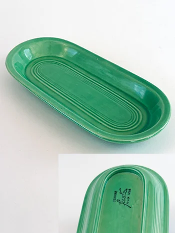 original green vintage fiestaware utility tray slip cast unmarked variation for sale
