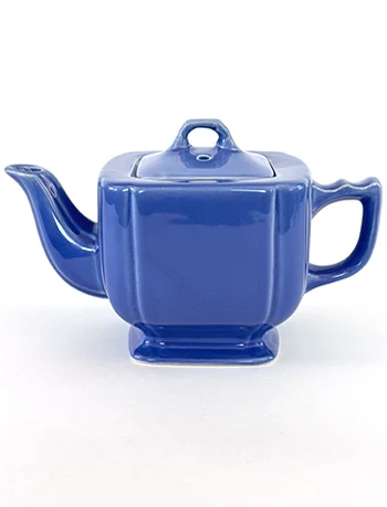 Vintage Homer Laughhlin Riviera Original Mauve Blue Teapot For Sale