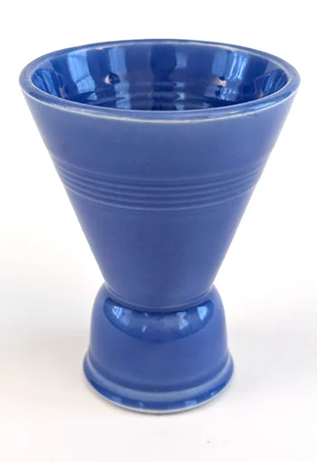 Vintage Harlequin Double Egg Cup in Mauve blue colored glaze for sale