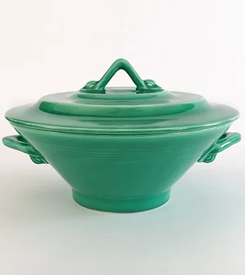 vintage harlequin original green covered casserole