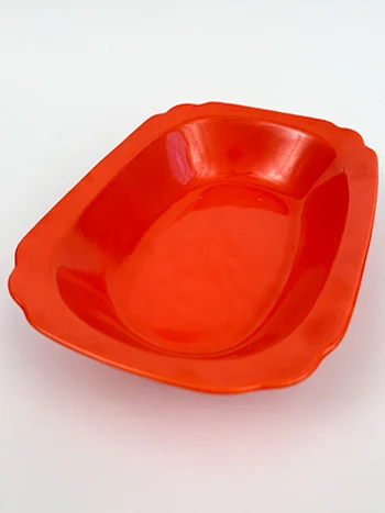 early version red riviera oval baker vegetable bowl with straight sides