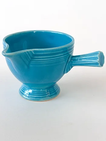 turquoise vintage fiestaware stick handled creamer