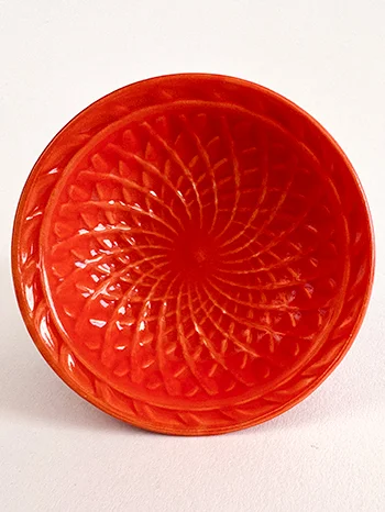 Vintage Harlequin Red Basketweave Nut Dish