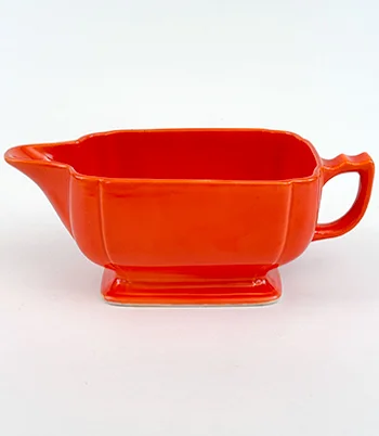 original radioactive red riviera homer laughlin vintage dinnerware sauce boat