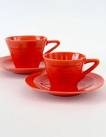 Vintage Harlequin Original Red Demitasse Cup and  Saucer Set