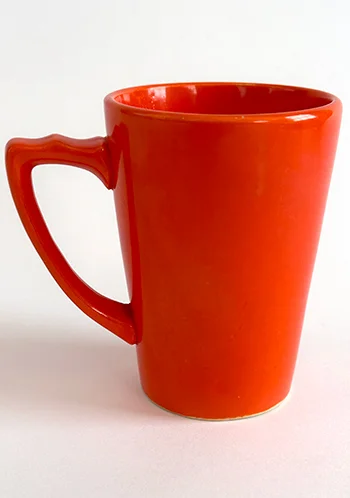 Rare Riviera Pottery Handled Mug Tumber in Original Red Colored Glaze For Sale