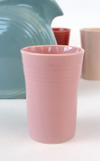 1948 color shell pink vintage fiestaware promotional juice tumbler