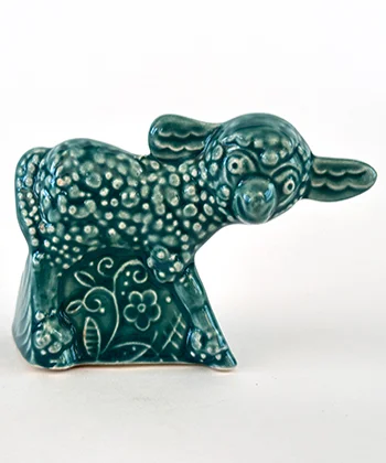 Harlequin Animal Novelty Spruce Green Lamb Homer Laughlin Pottery for Woolworths