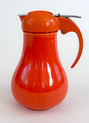 vintage fiesta syrup pitcher in original red colored glaze 1930s 1940s Homer Laughlin China